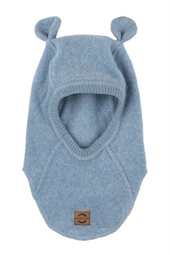 Mikk-Line Baumwollfleece-Vollgesichtsmaske mit Ohren – Faded Denim Melange